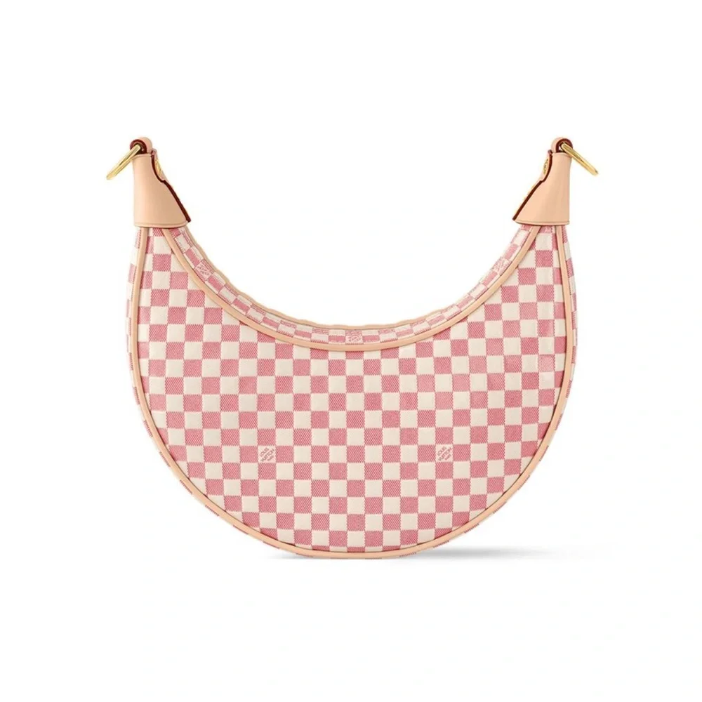 NEW Louis Vuitton Pink and White Checkered Shoulder LOOP Bag